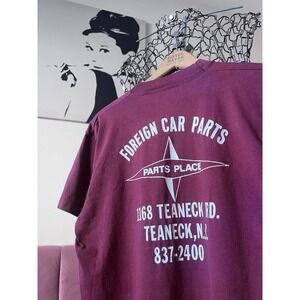 Vintage 70s‎ Single Stitch Foreign Car Parts Teaneck NJ T-Shirt Maroon Mens S